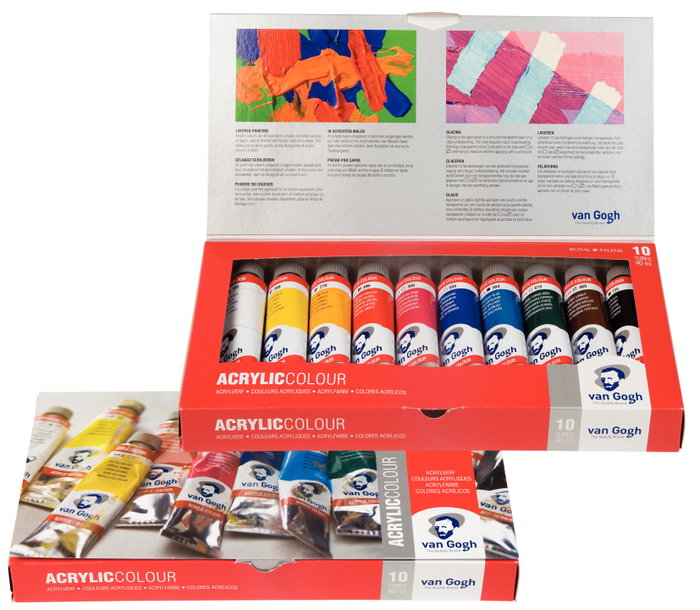 Van Gogh Set básico de pinturas acrílicas con 10 colores en tubos de 40 ml